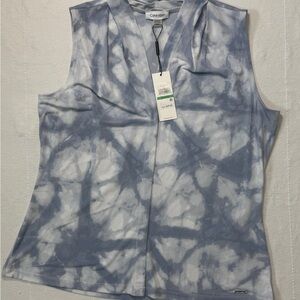 Calvin Klein Women's Gray Tie-Dye Blouse